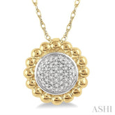 1/20 ctw Floral Round Cut Diamond Fashion Pendant in 10K Yellow Gold with chain